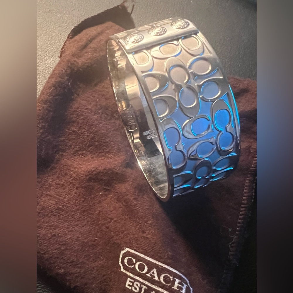 Coach Bangle Wide Silver Jacquard Design